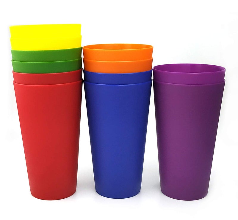 KX-WARE 32-ounce Plastic Tumblers Large Drinking Glasses, Set of 12 Multicolor - Unbreakable, Dishwasher Safe, BPA Free - Image 4